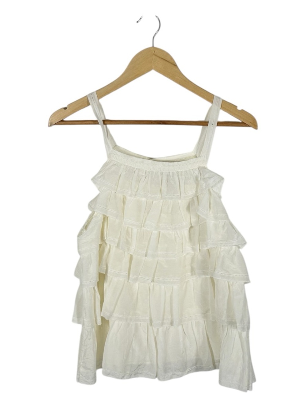 Joie Melanite Cream Tiered Ruffle Cotton Silk Tank Top Blouse Size Small